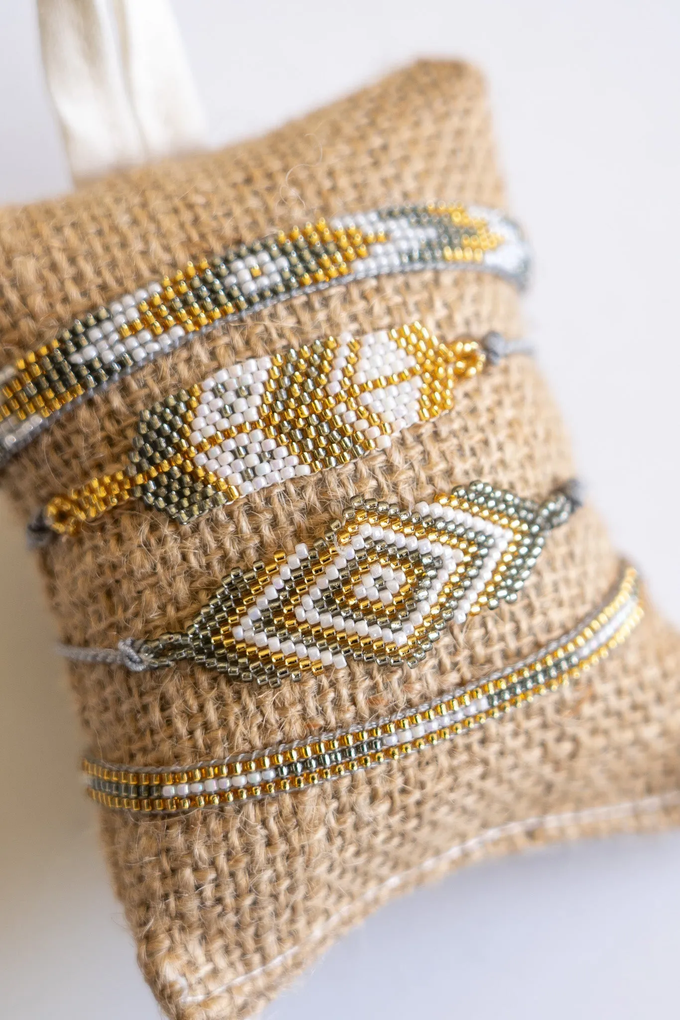 Boho Burlap Seed Beed Bracelet 4-Pack