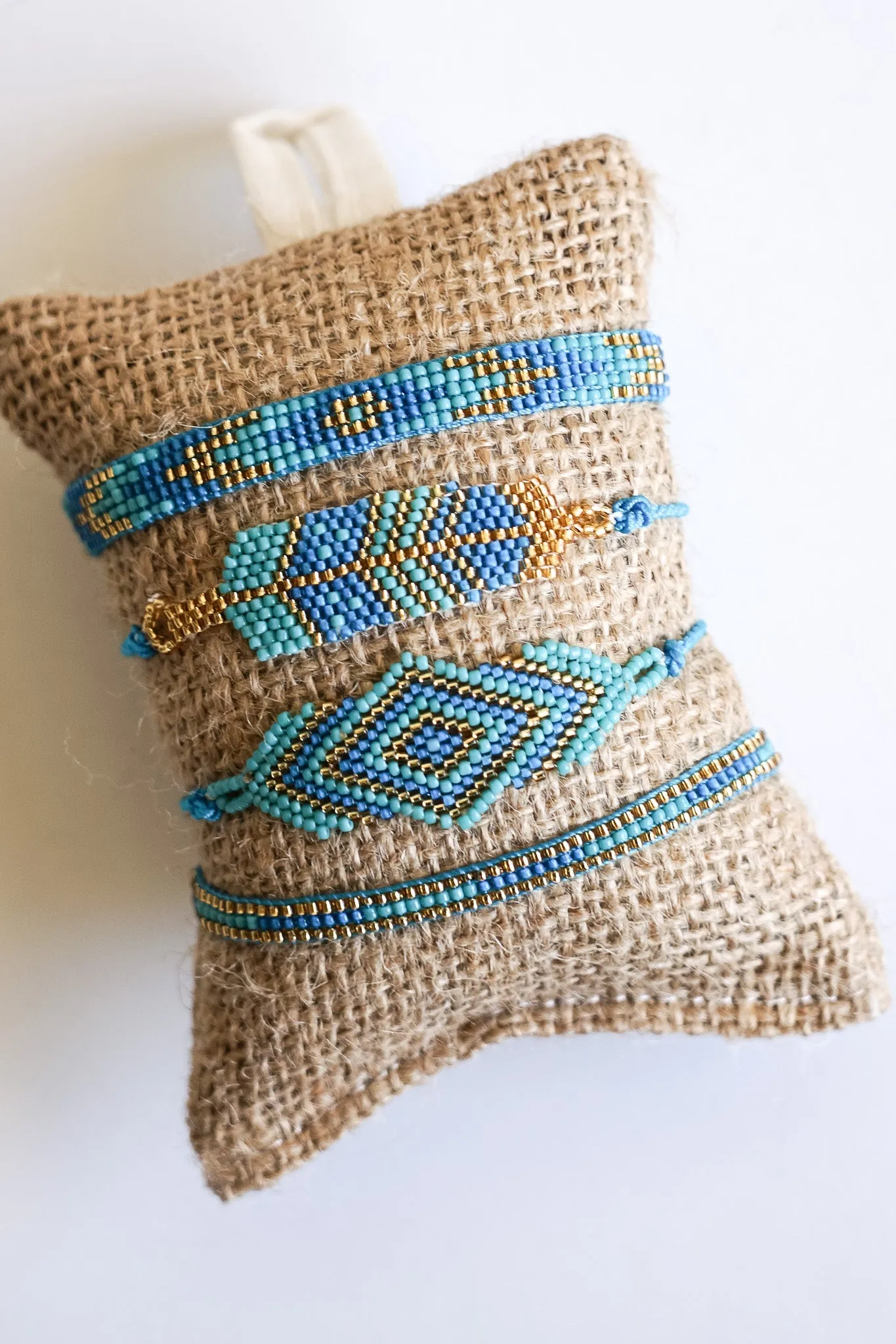 Boho Burlap Seed Beed Bracelet 4-Pack