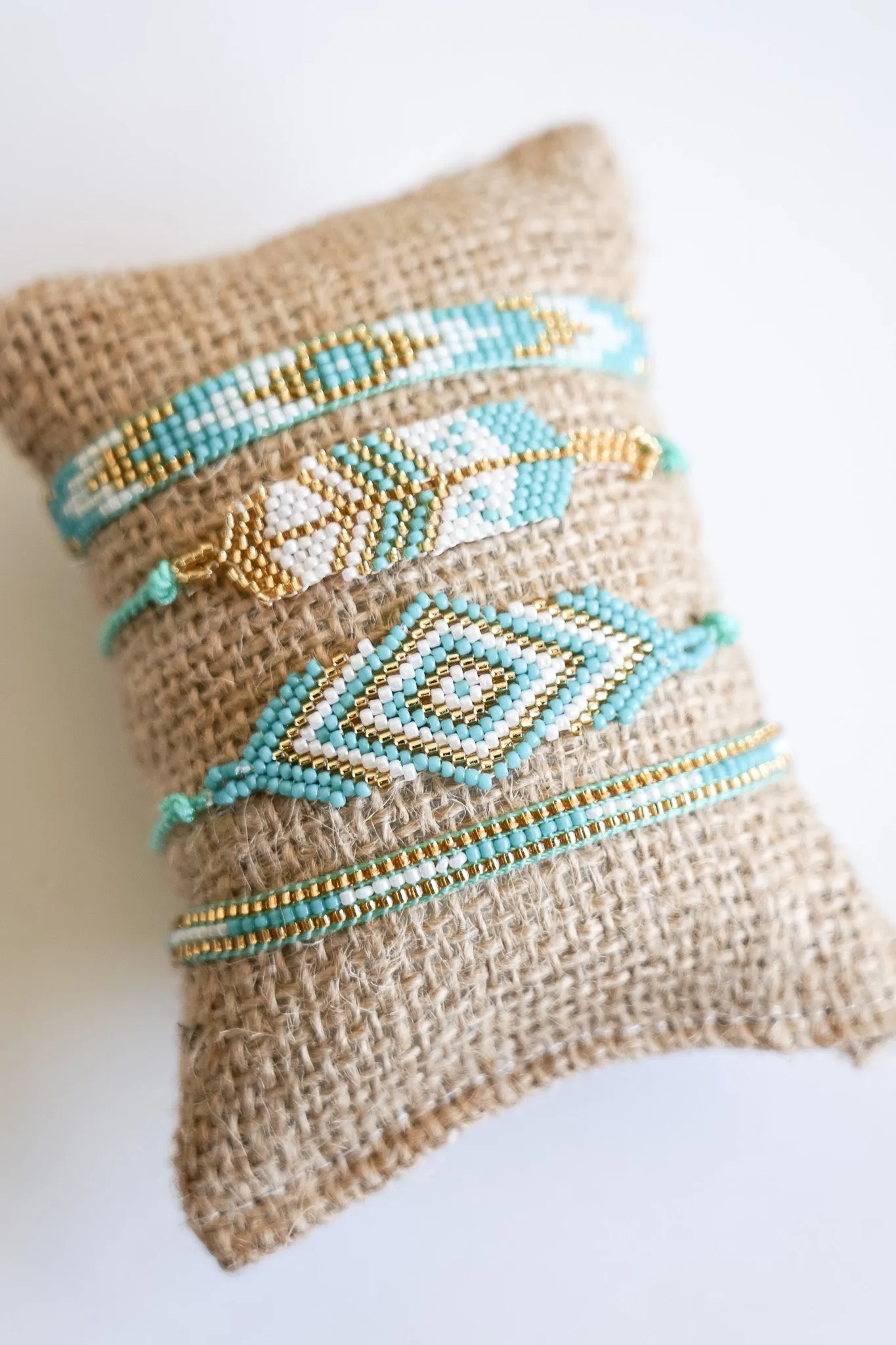 Boho Burlap Seed Beed Bracelet 4-Pack