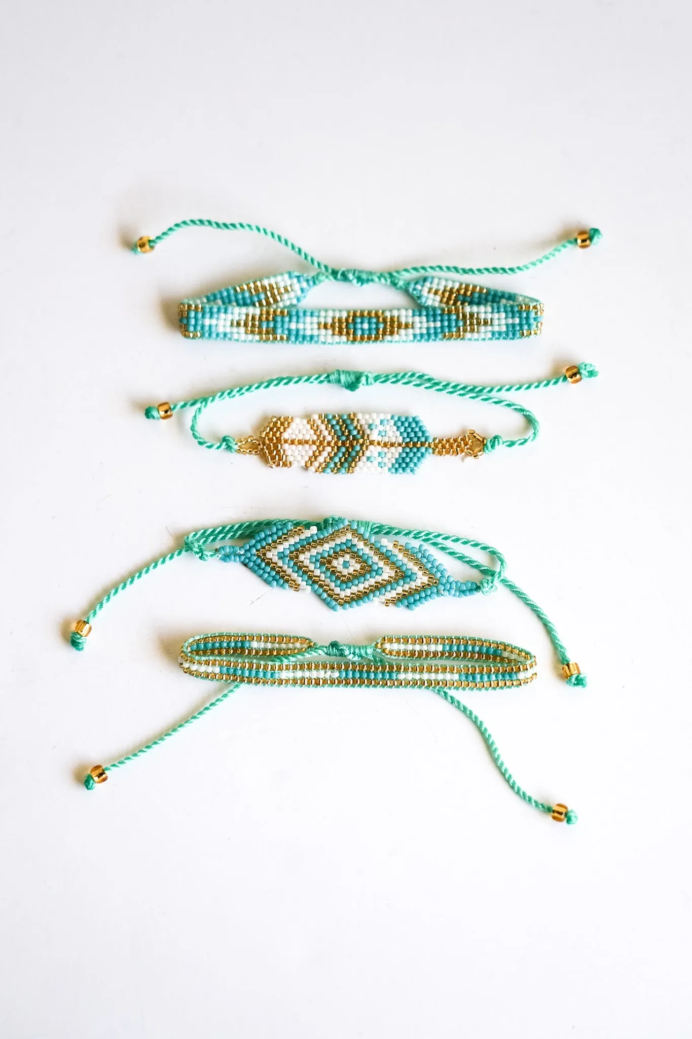 Boho Burlap Seed Beed Bracelet 4-Pack