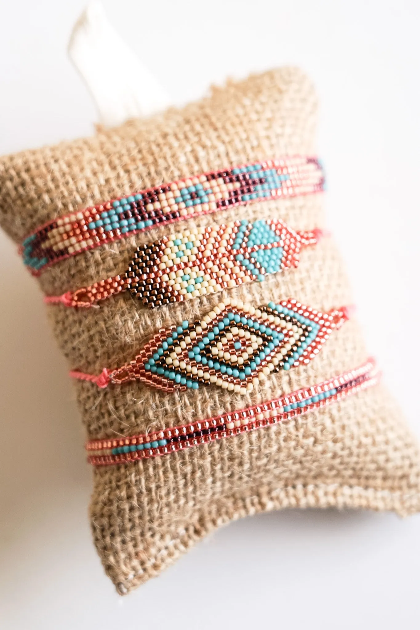 Boho Burlap Seed Beed Bracelet 4-Pack