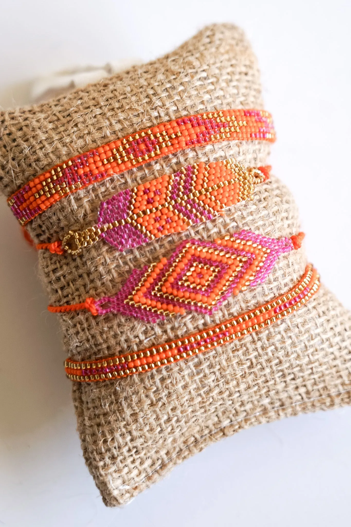 Boho Burlap Seed Beed Bracelet 4-Pack