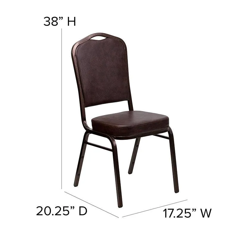 Brown Vinyl Stacking Banquet Chair, Copper Frame