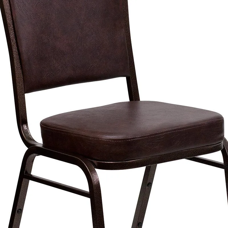 Brown Vinyl Stacking Banquet Chair, Copper Frame