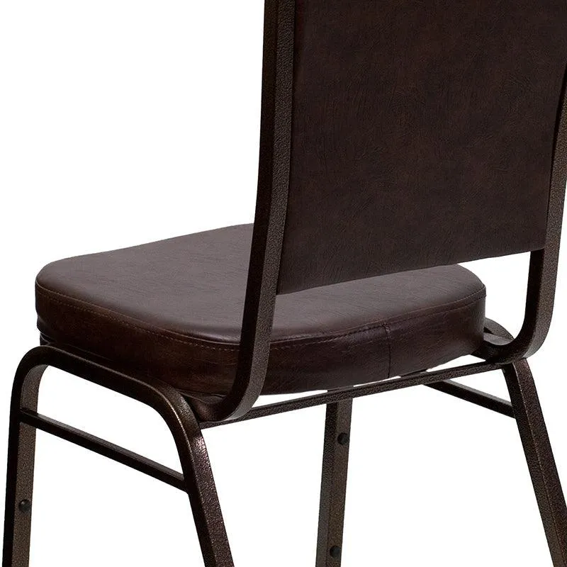 Brown Vinyl Stacking Banquet Chair, Copper Frame