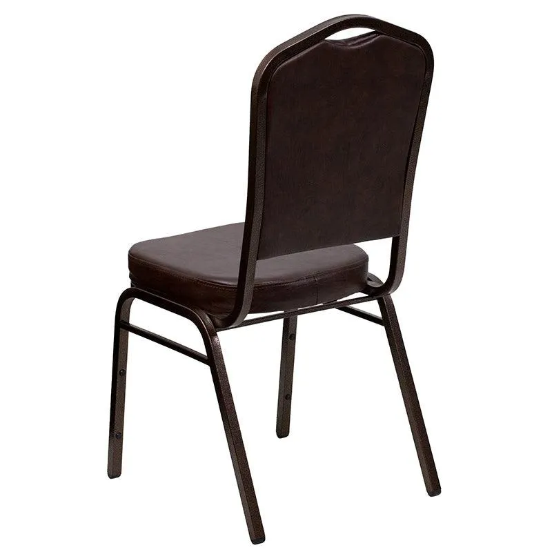 Brown Vinyl Stacking Banquet Chair, Copper Frame