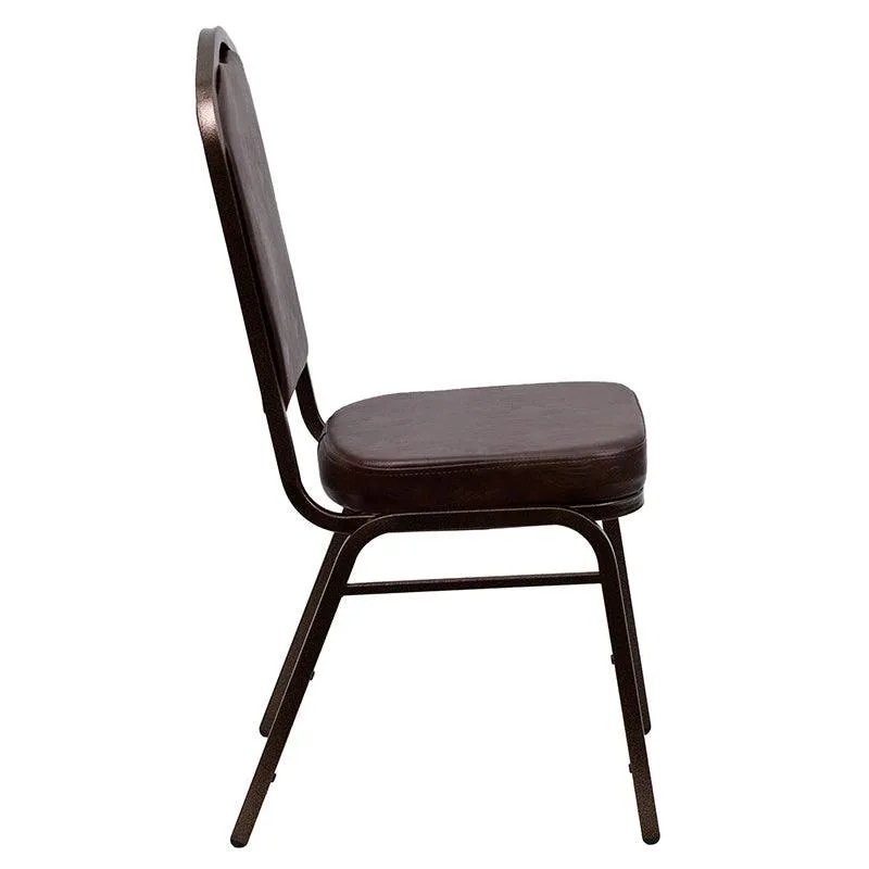 Brown Vinyl Stacking Banquet Chair, Copper Frame