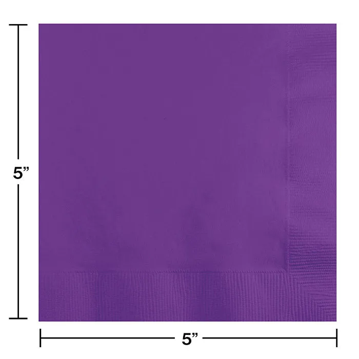 Bulk Pack of 100 Amethyst Beverage Napkins 2Ply