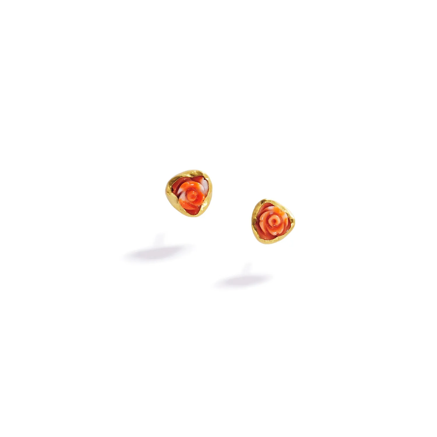 Carved Italian Coral Stud Earrings