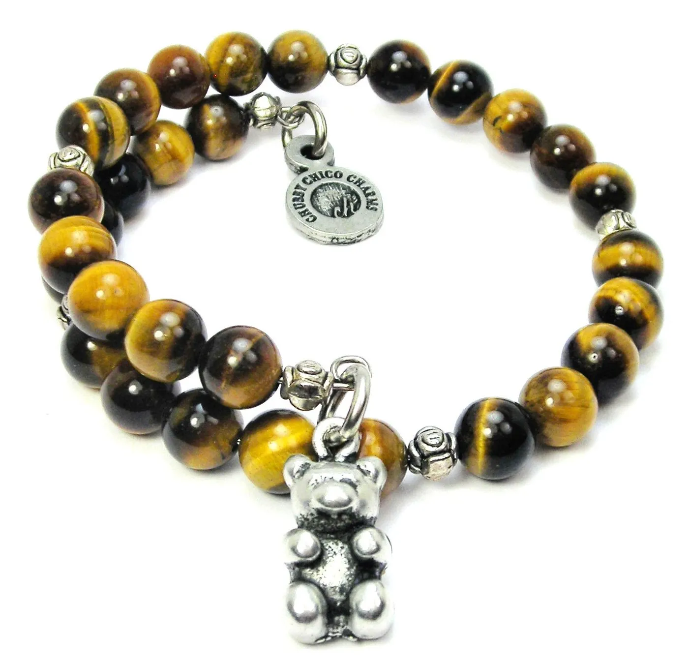 Chewy Candy Bear Tiger's Eye Glass Beaded Wrap Bracelet