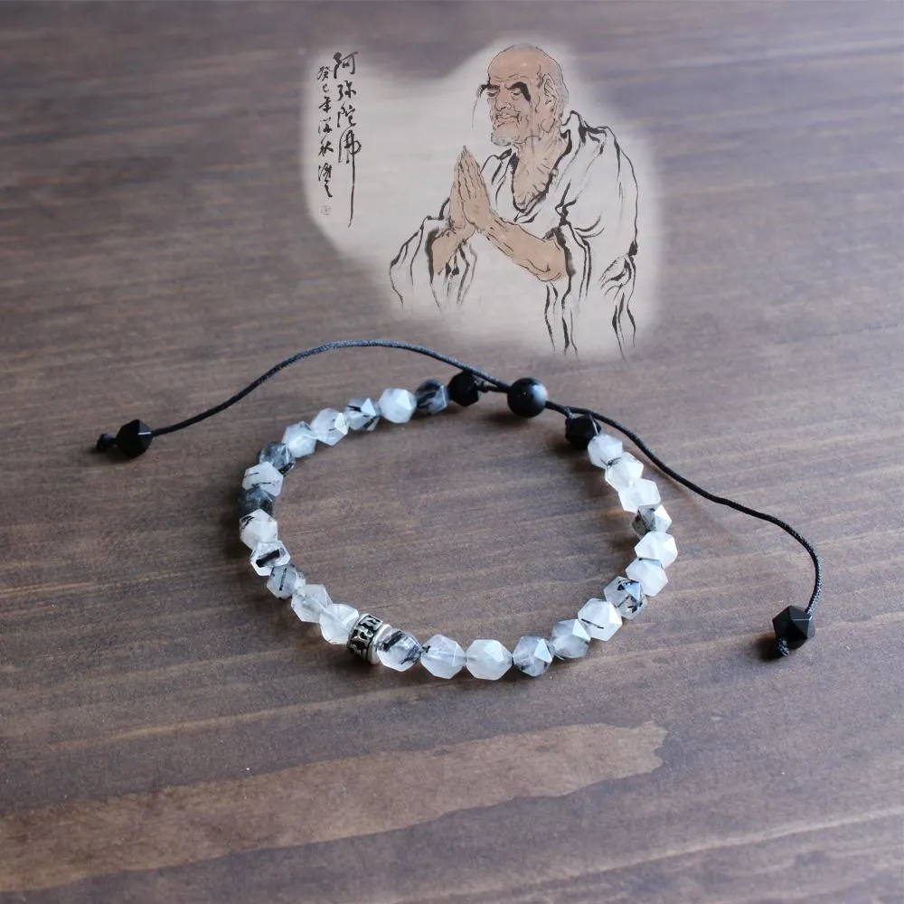 Chinese Ink Om Mani Padme Mala Beads Bracelet