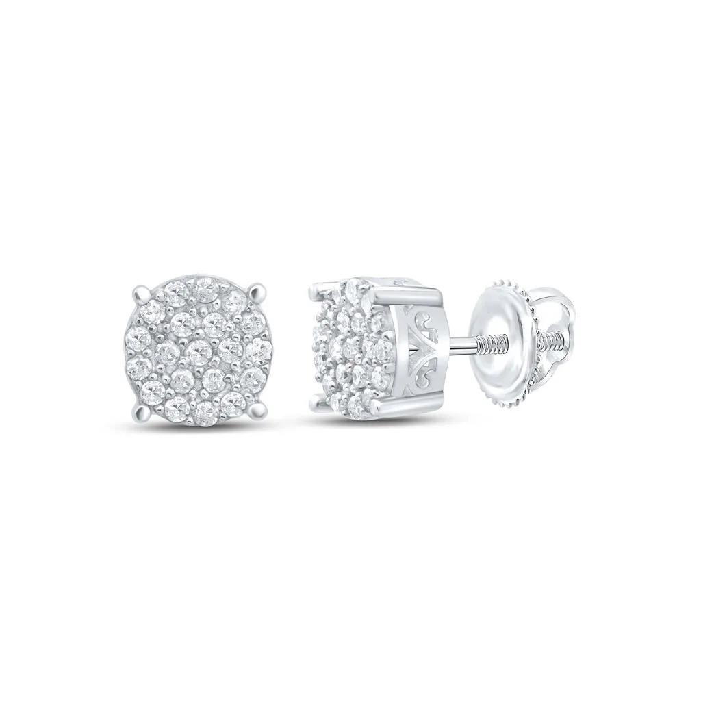 Circle .20cttw Diamond Earrings .925 Sterling Silver