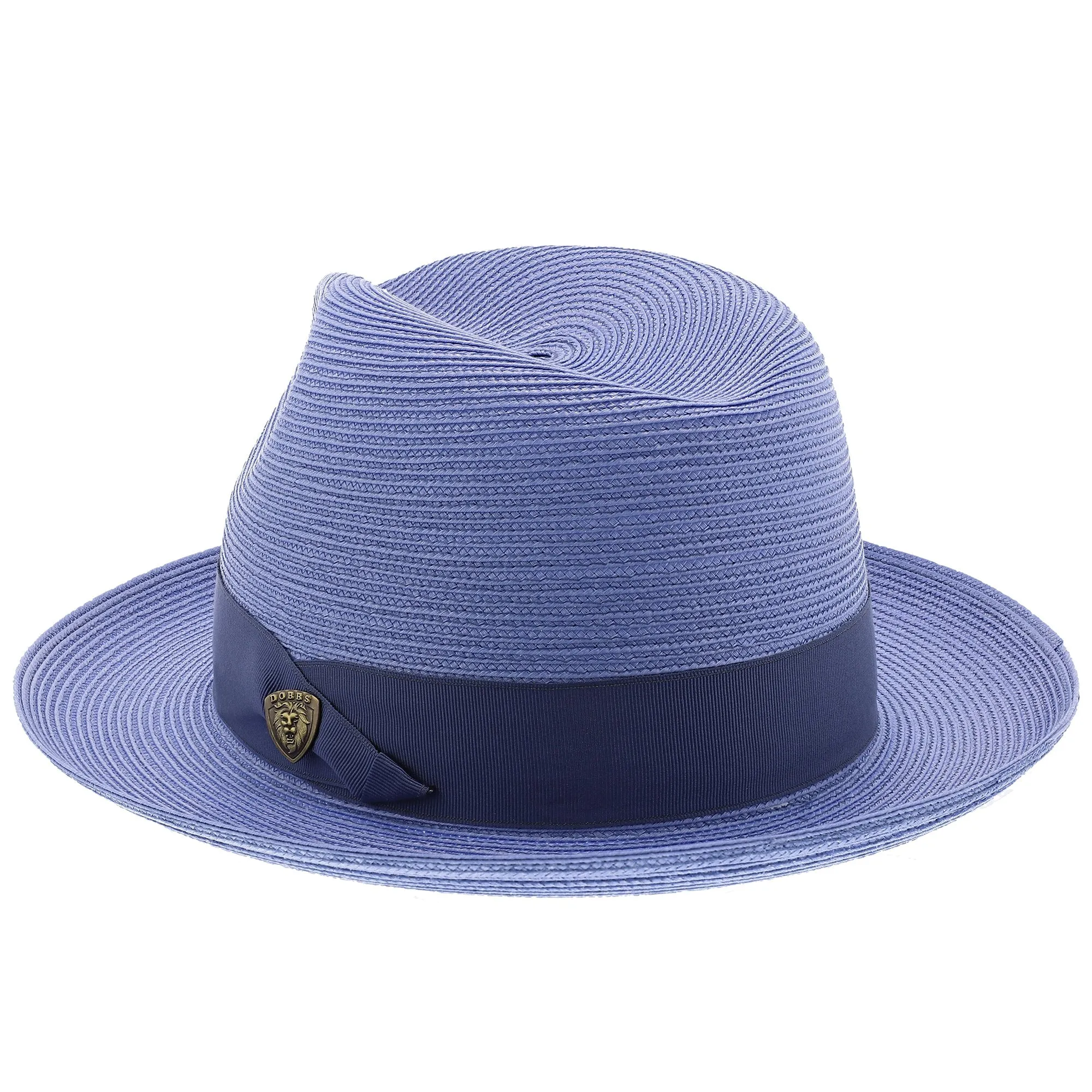 Classic Blue Straw Fedora Hat