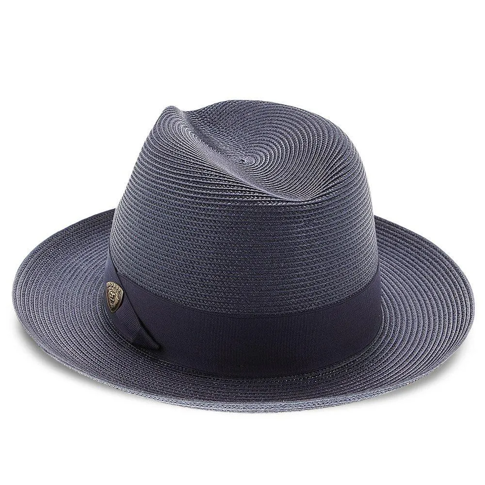 Classic Blue Straw Fedora Hat