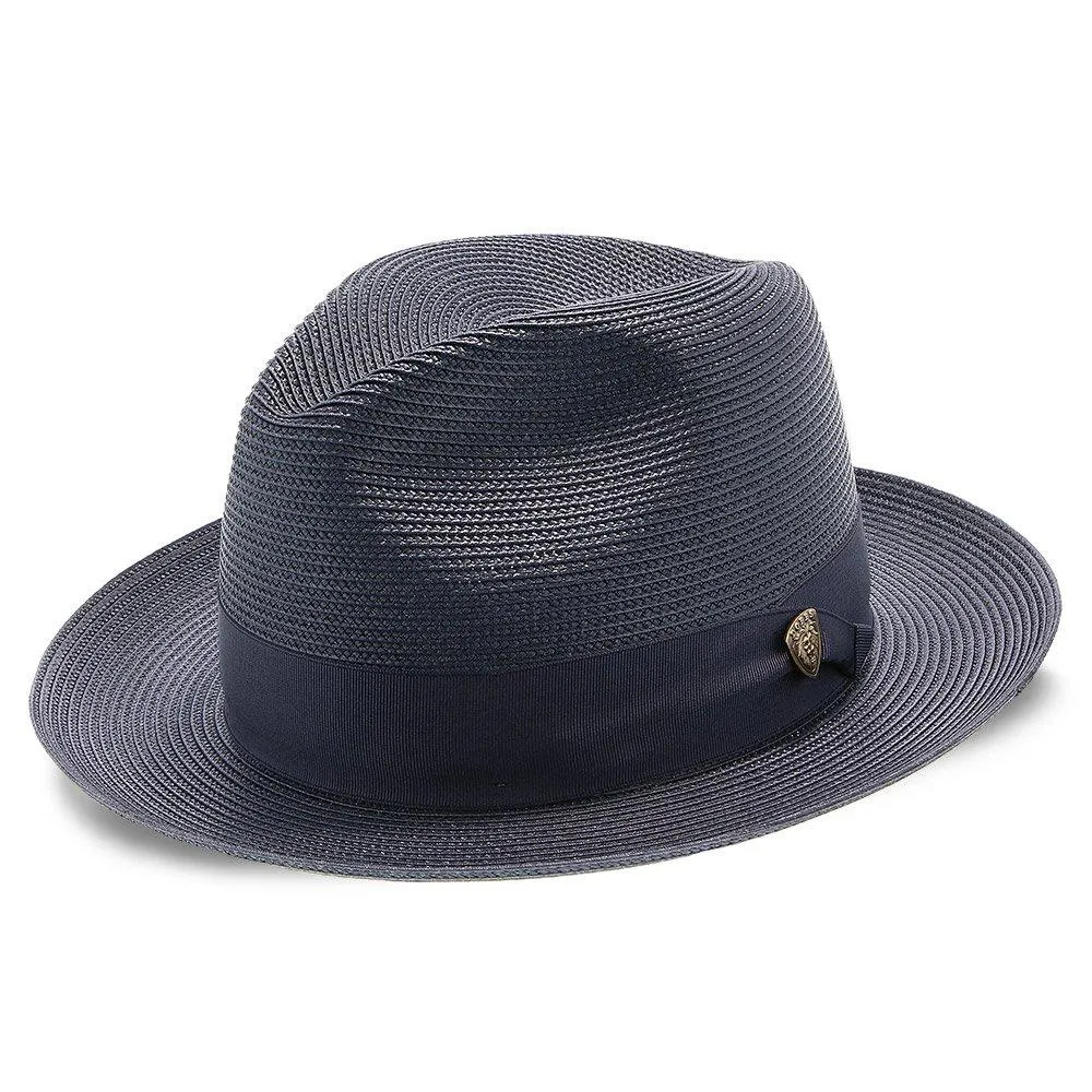 Classic Blue Straw Fedora Hat