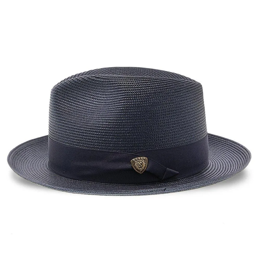 Classic Blue Straw Fedora Hat