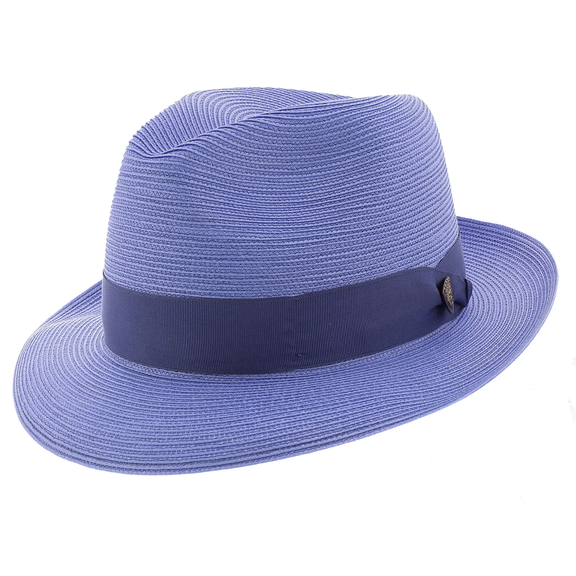 Classic Blue Straw Fedora Hat