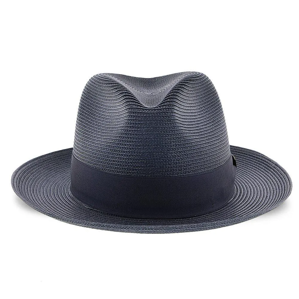 Classic Blue Straw Fedora Hat