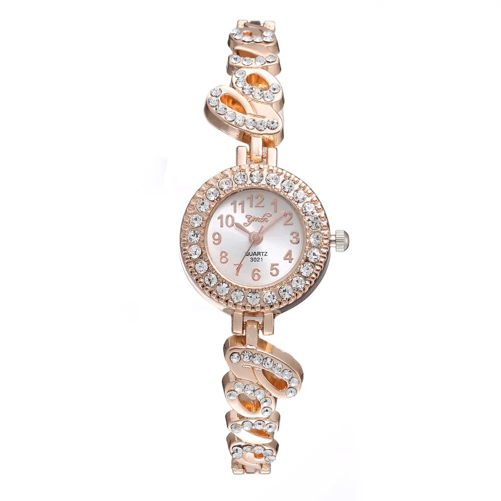 Creative Love Full Diamond Quartz Set Watch Women's Quartz Watch Pieces