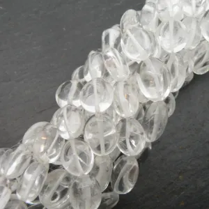 Crystal Quartz Plain Oval Beads 15" Strand