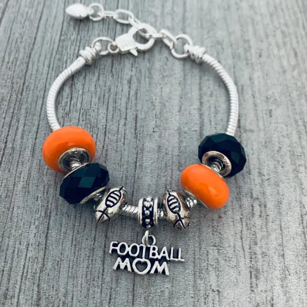 Custom Football Mom Beaded Bracelet - Pick Colors