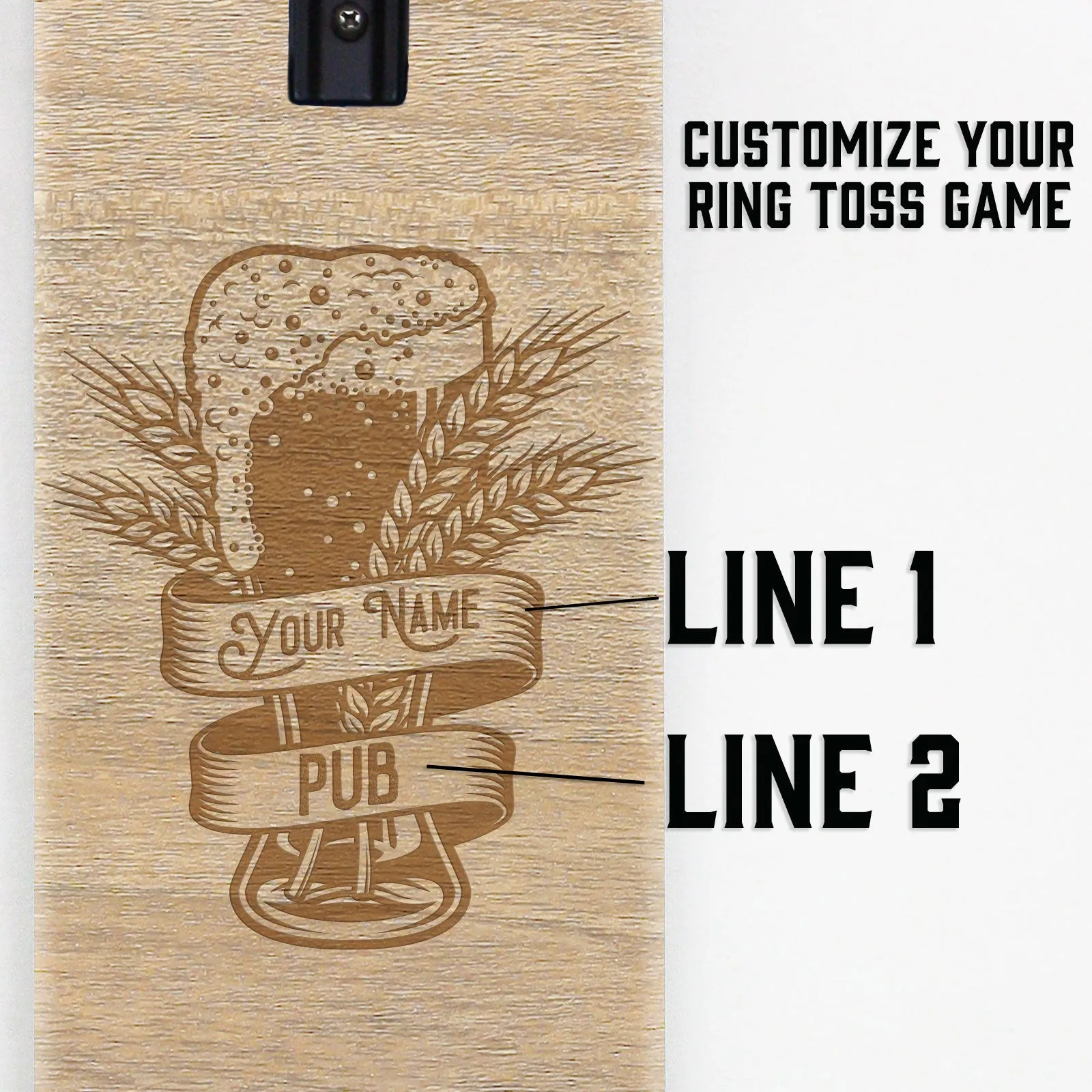 Customizable Engraved Wall Mounted Folding Ring Toss - Pub Beer Pint