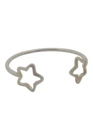 DECORUS Sterling Silver Open Circle Star Bangle (S)