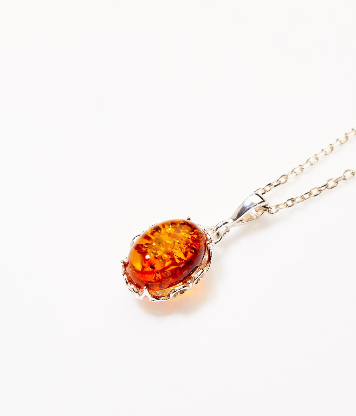 Demi Amber Drop Pendant - Elegant Baltic Amber Necklace