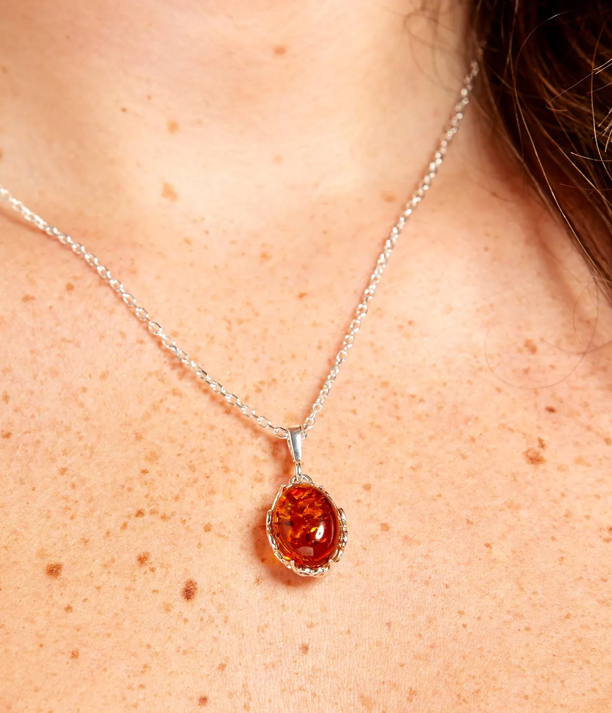 Demi Amber Drop Pendant - Elegant Baltic Amber Necklace