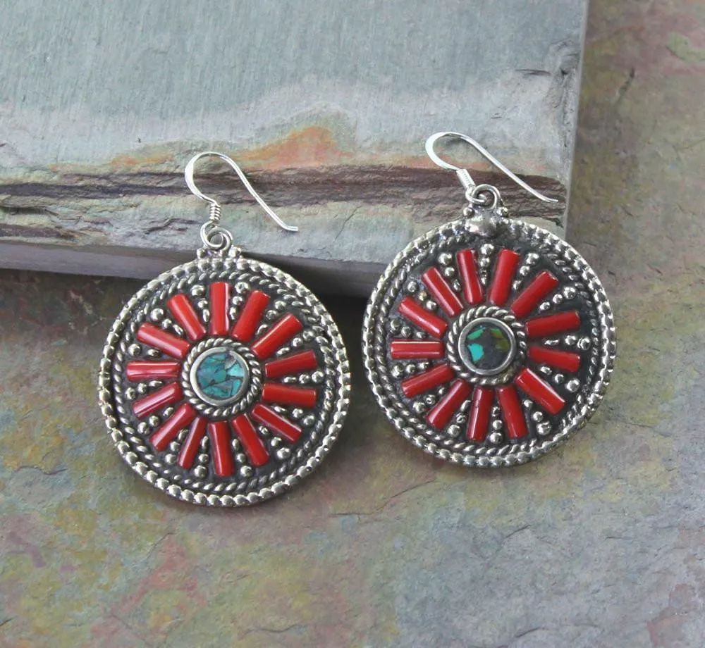 DharmaShop Tibetan Coral Earrings