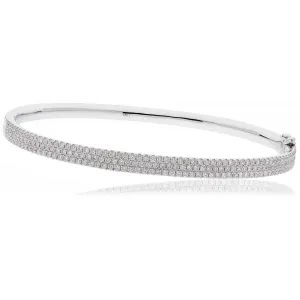 DIAMOND FLAT TOP BANGLE IN 18K WHITE GOLD