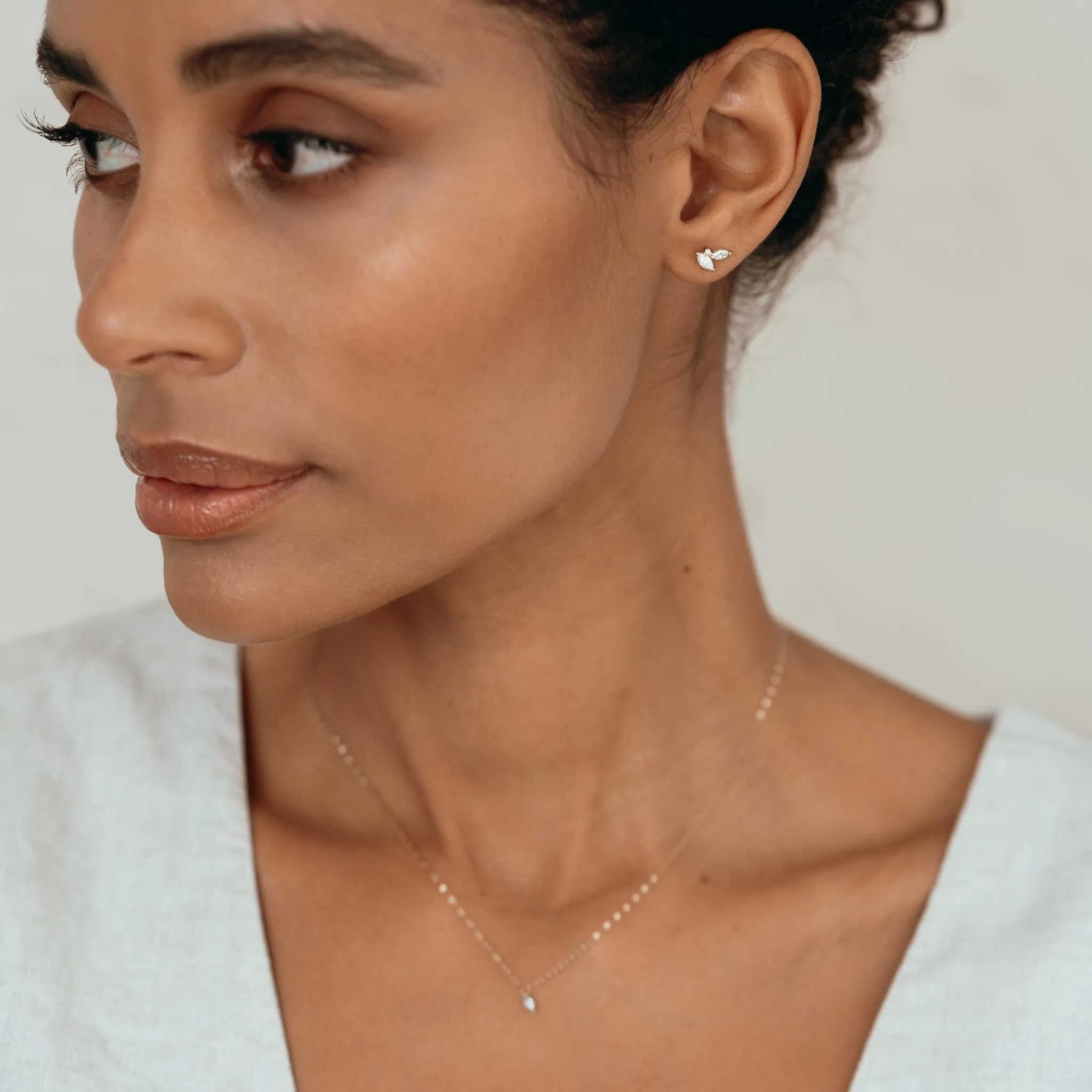 Diamond Leaf Earrings 14k Gold - Selma