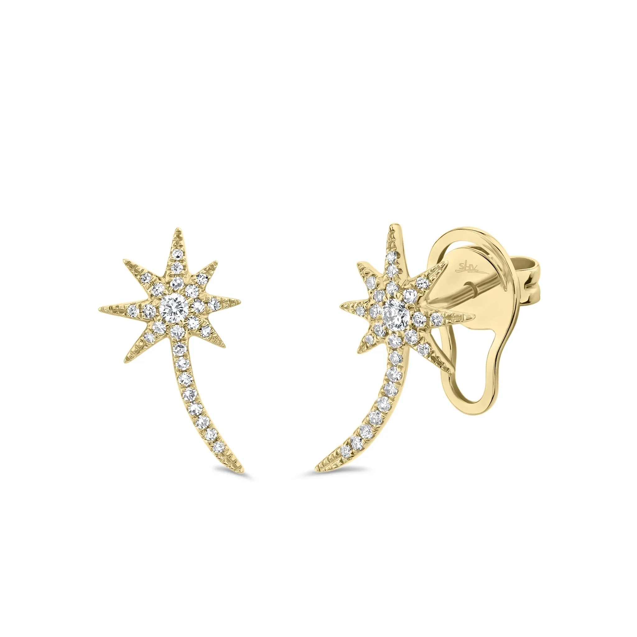 Diamond Shooting Star Crawler Earrings