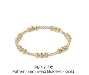 Dignity Joy Pattern 5mm Bead  Bracelet - Gold by enewton