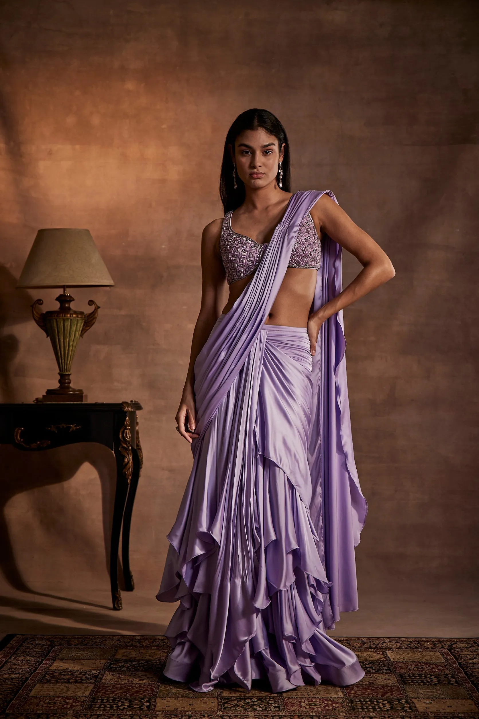 DRAPED ETHEREAL PURPLE SAREE