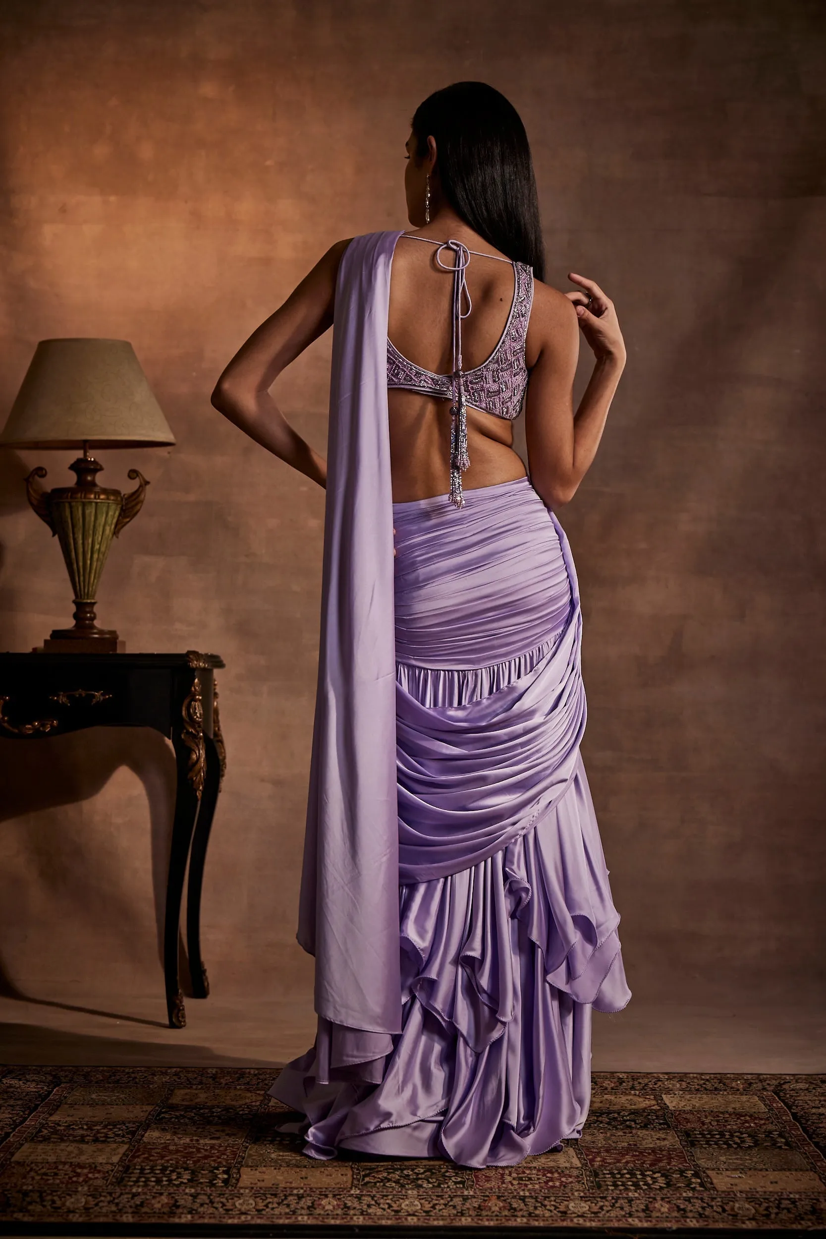 DRAPED ETHEREAL PURPLE SAREE