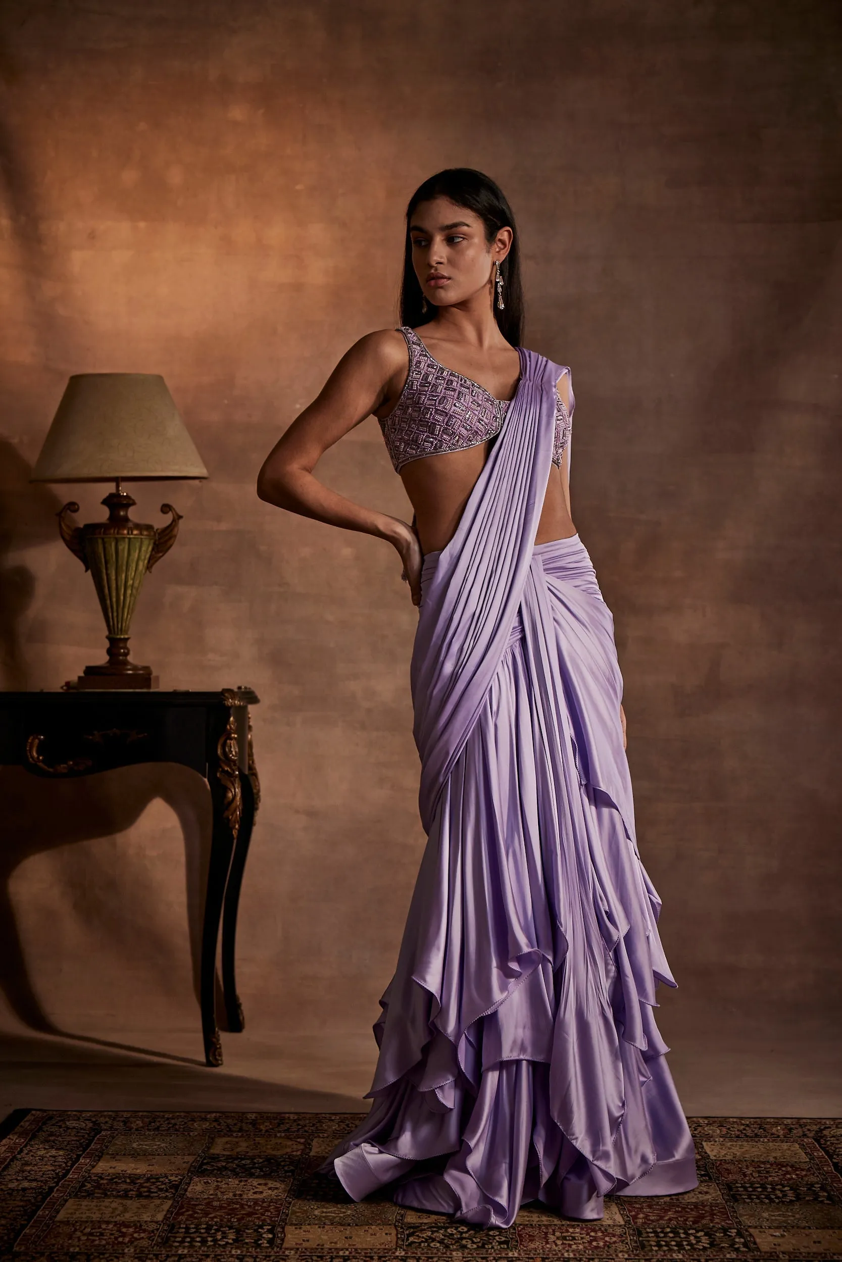 DRAPED ETHEREAL PURPLE SAREE