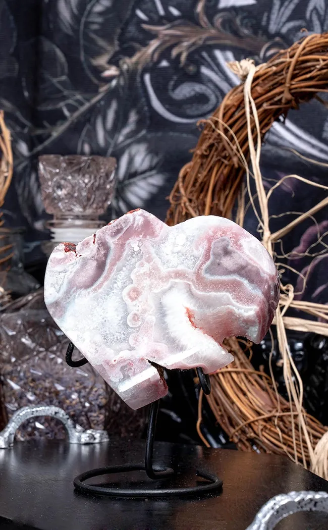 Druzy Pink Amethyst Heart on Custom Stand | XXL