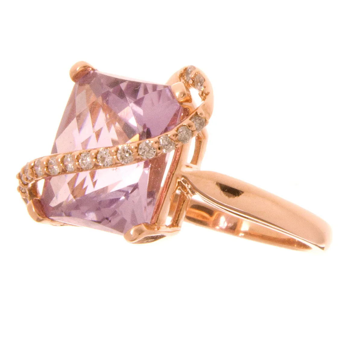 Effy Rose Gold Amethyst & Diamond Ring