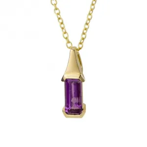 Elongated Purple Amethyst 9ct Yellow Gold Pendant GP1008M