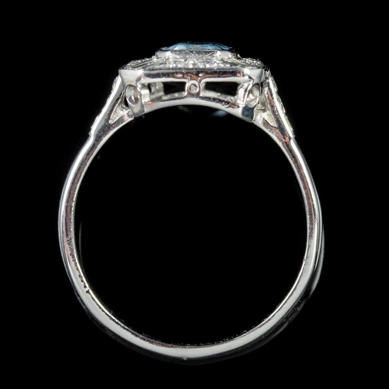 Emerald Cut Aquamarine Diamond Ring Platinum