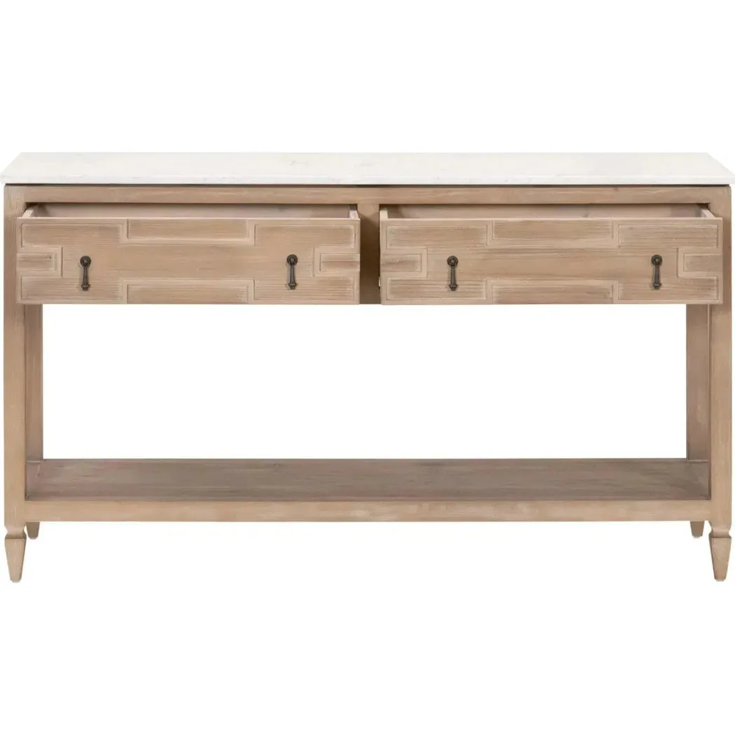 Emerie 2-Drawer Entry Console Table White Quartz Top