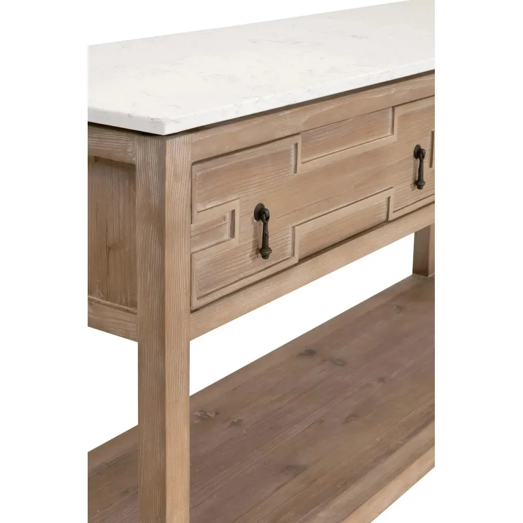 Emerie 2-Drawer Entry Console Table White Quartz Top