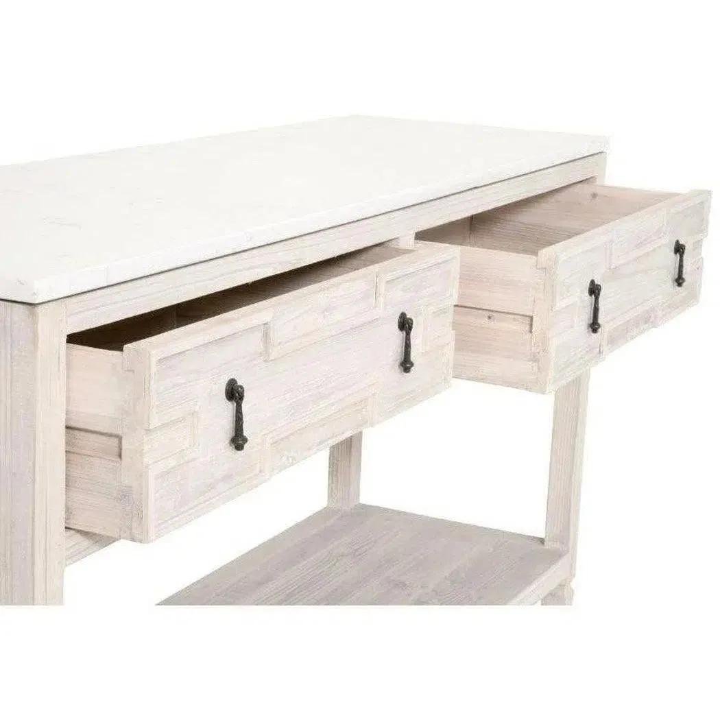 Emerie 2-Drawer Entry Console Table White Quartz Top