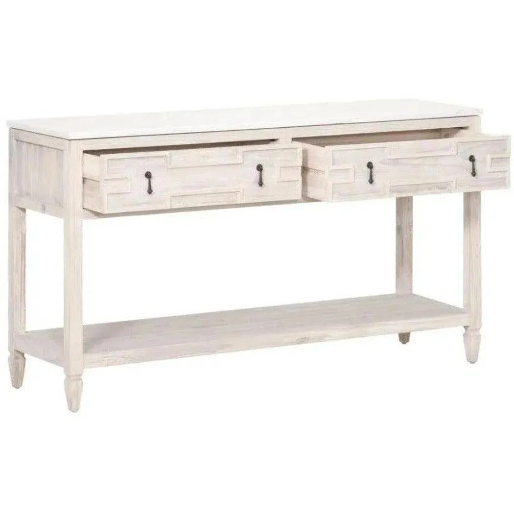 Emerie 2-Drawer Entry Console Table White Quartz Top