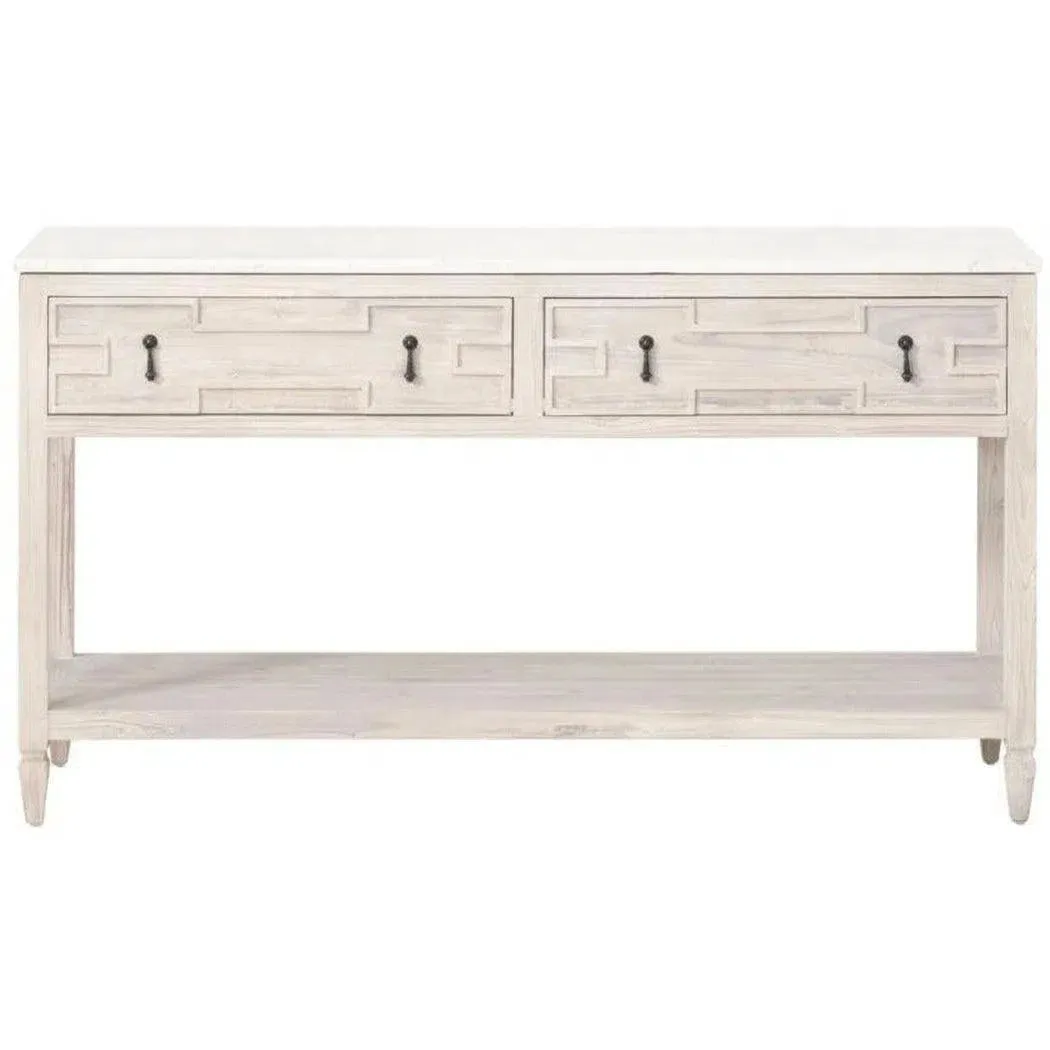 Emerie 2-Drawer Entry Console Table White Quartz Top