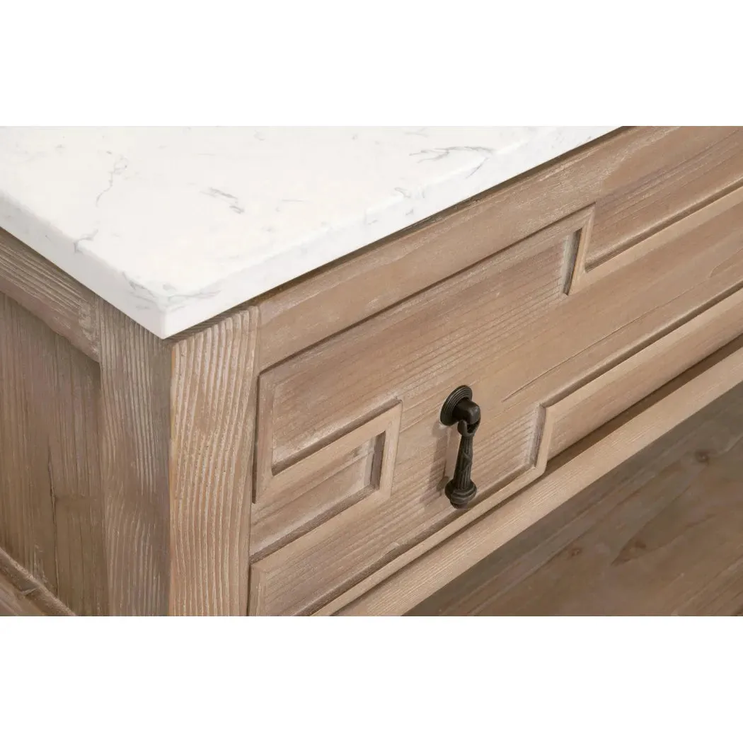 Emerie 2-Drawer Entry Console Table White Quartz Top