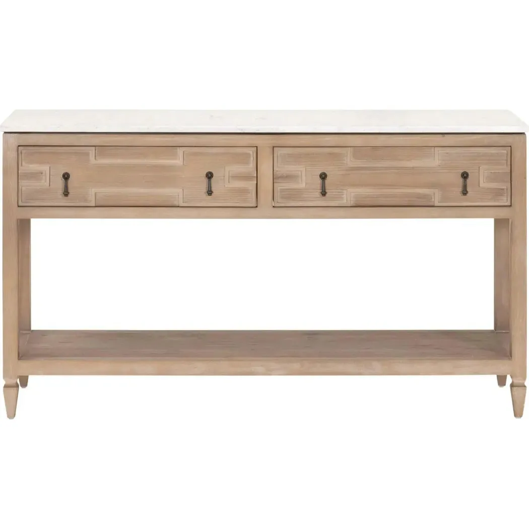 Emerie 2-Drawer Entry Console Table White Quartz Top