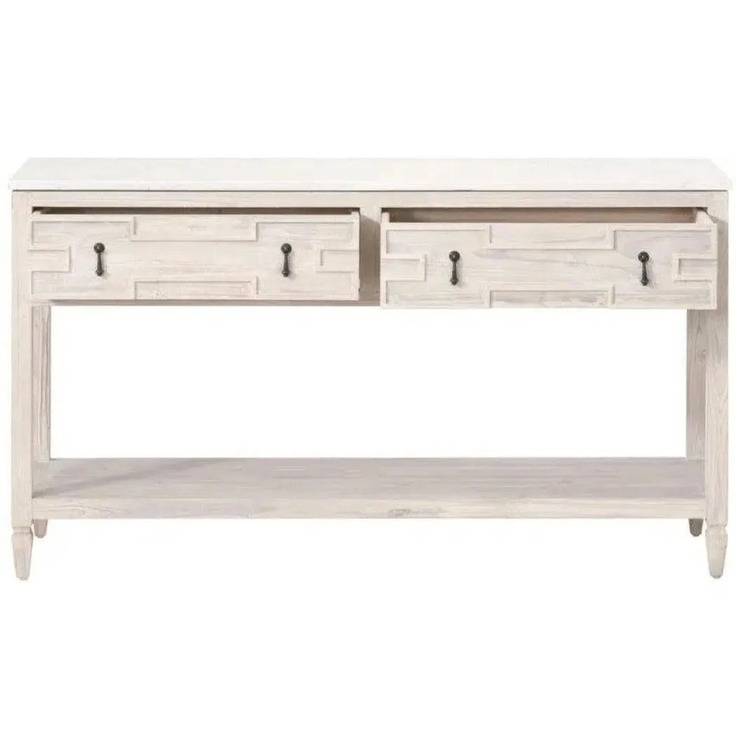 Emerie 2-Drawer Entry Console Table White Quartz Top