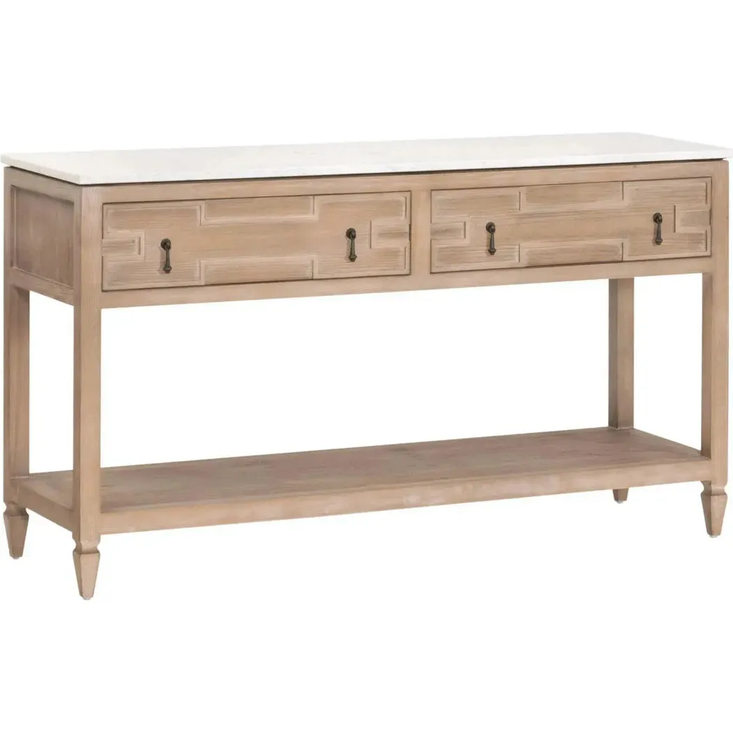 Emerie 2-Drawer Entry Console Table White Quartz Top